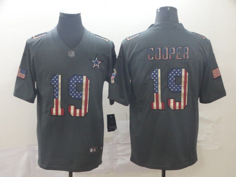 Men Dallas cowboys #19 Cooper Carbon Black Retro USA flag Nike NFL Jerseys